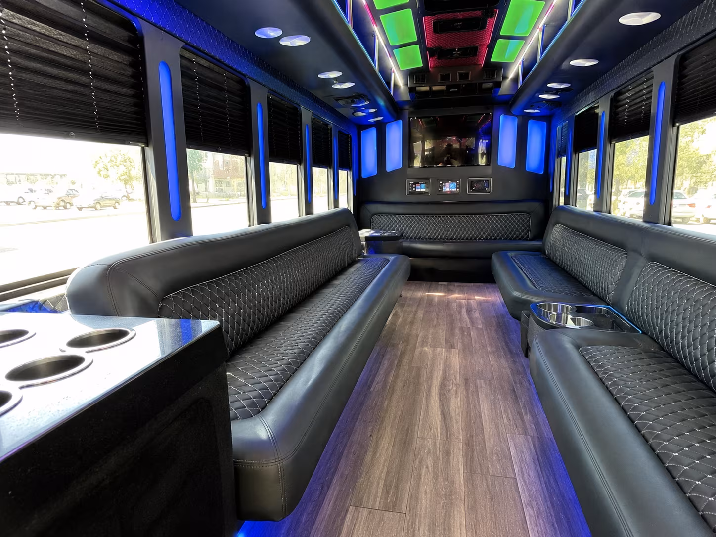 aliso viejo 15 passenger party bus inside