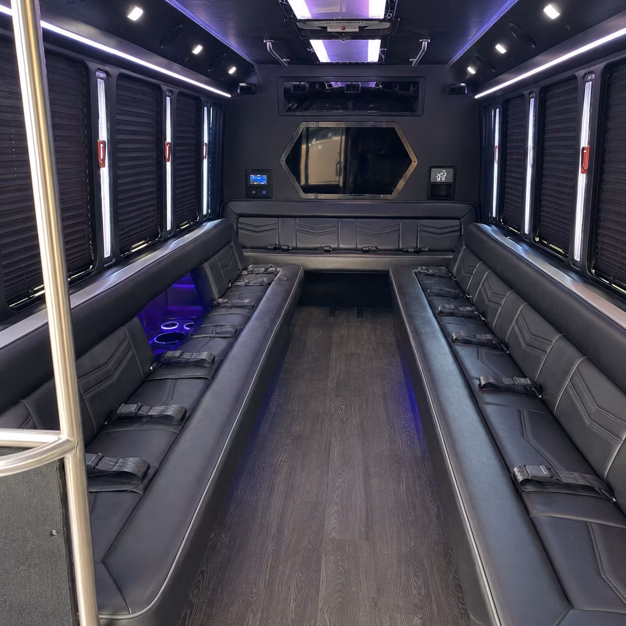 aliso viejo 18 passenger party bus interior