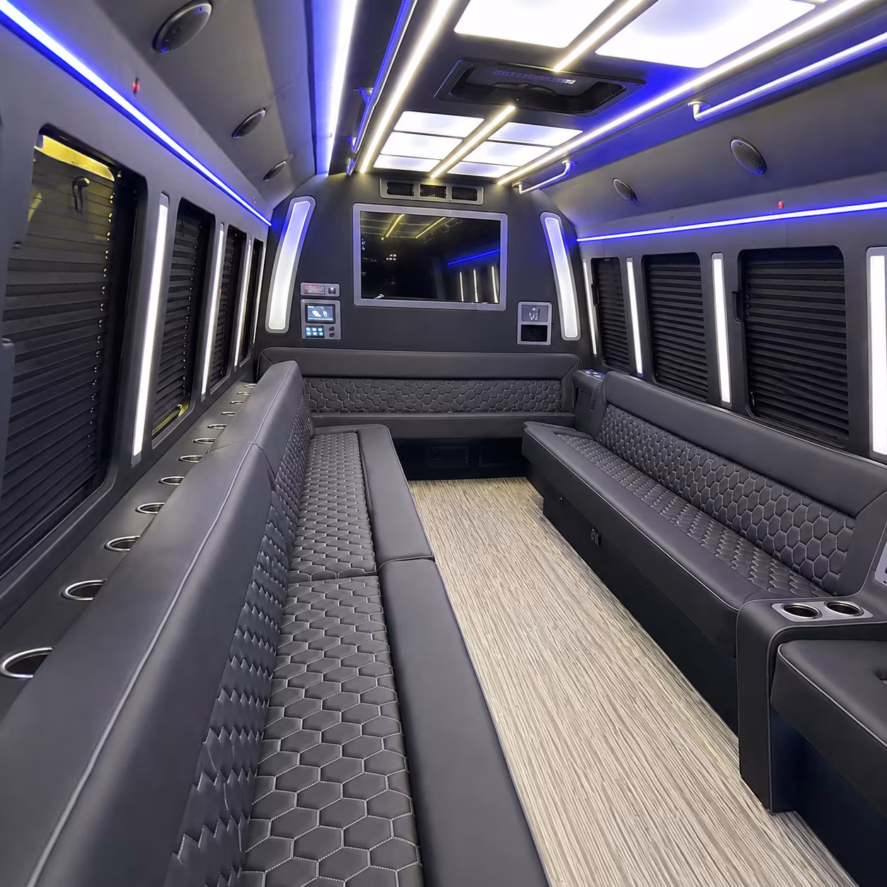 aliso viejo 40 passenger party bus inside
