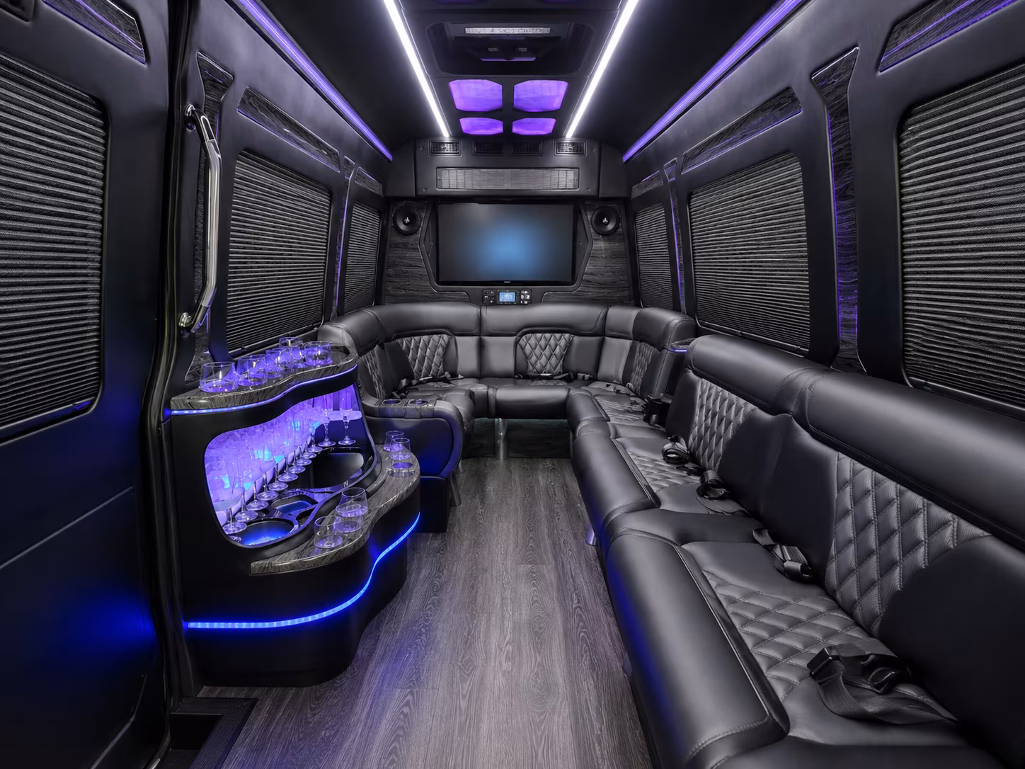 aliso viejo 40 passenger party bus interior